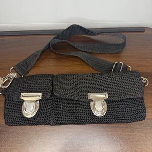 The Sak Macrame Crochet Black 2 Compartment’s Waist Fanny Pack Rare Rave Wear